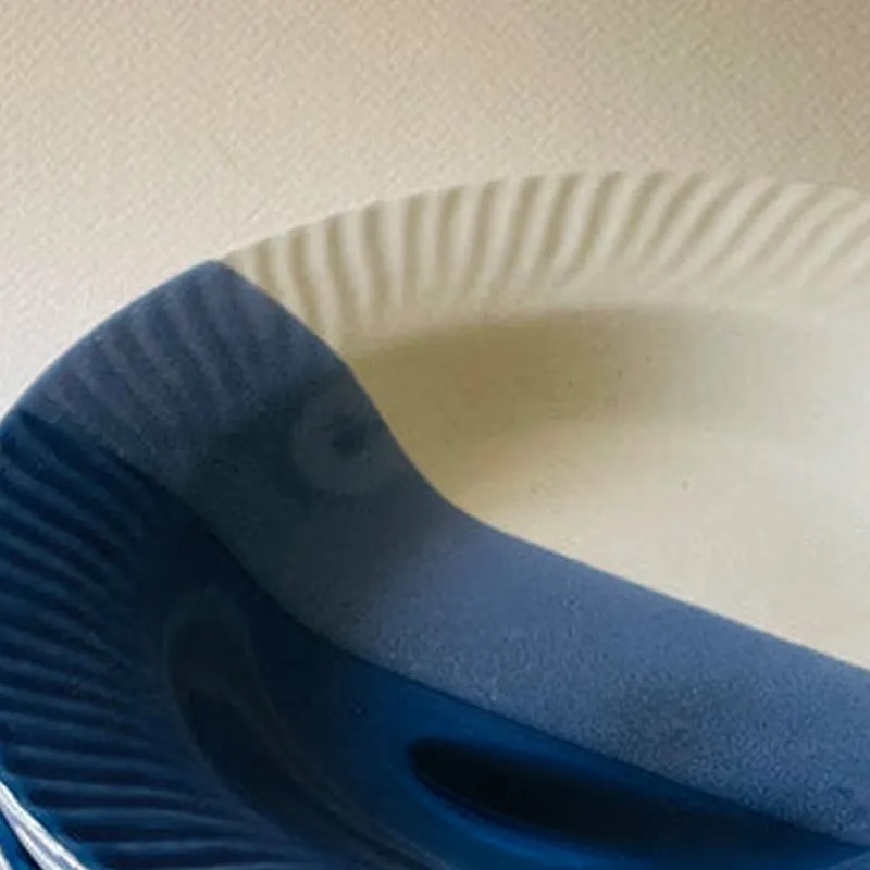 Yila Pasta Plate (White & Blue) - Set Of Four (7 Inches)