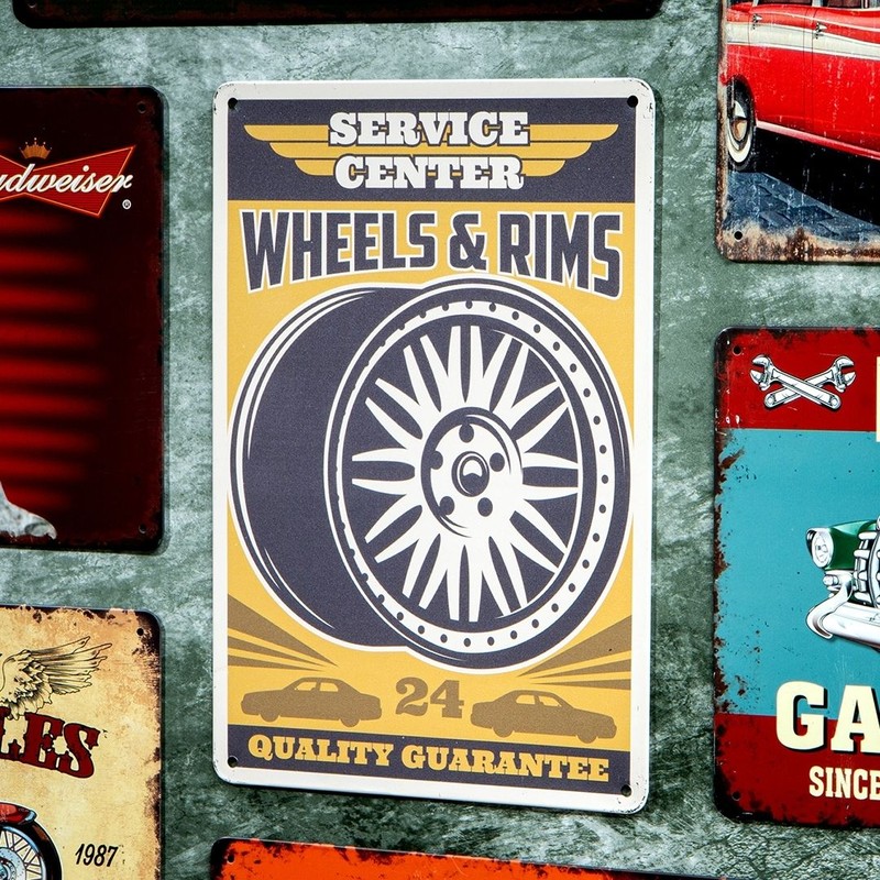 Wheels & Rims Metal Wall Accent