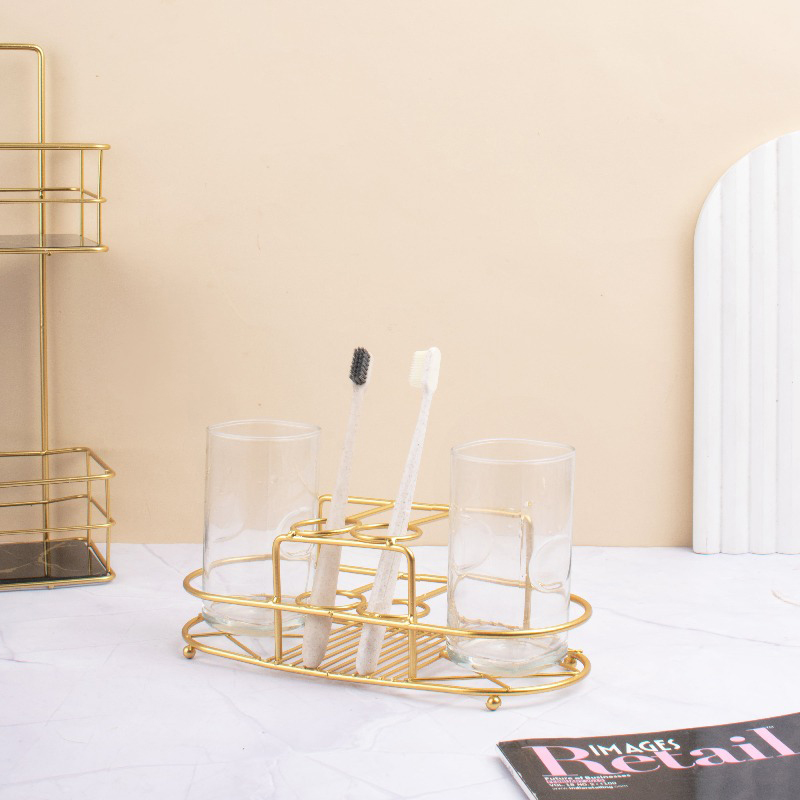 Aurelia Curve Carbon Steel Bathroom Tray - Gold