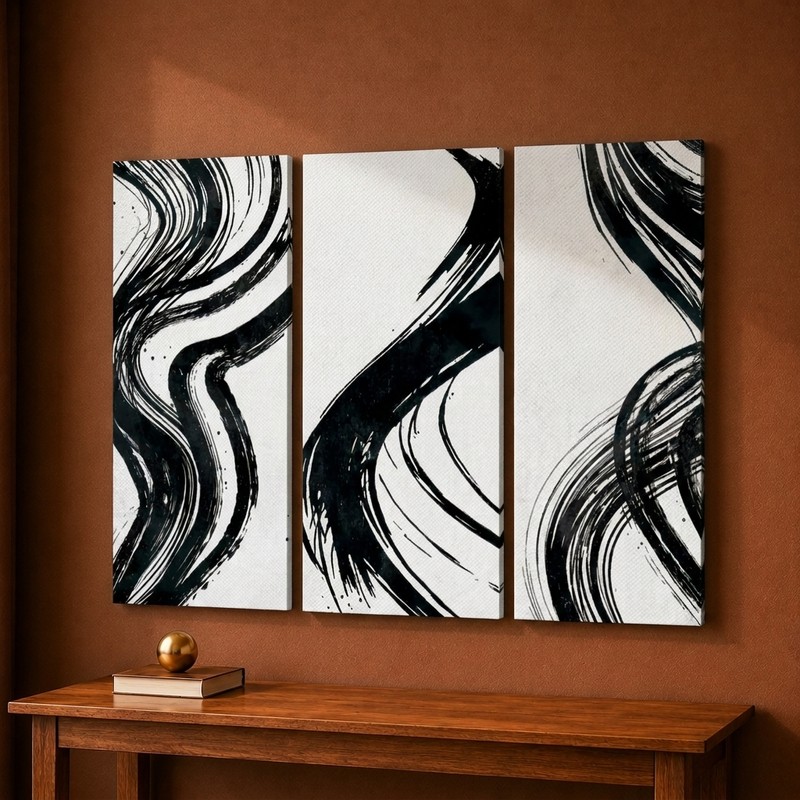 Monochrome Flow Canvas Wall Painting