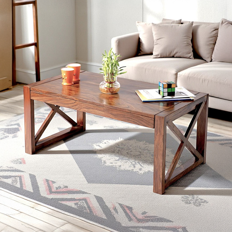 Zavro Sheesham Wooden Center Table - Brown
