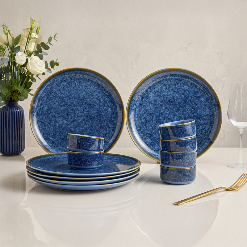 Tarangini Handmade Dinner Set (Blue) - 12 Piece Set