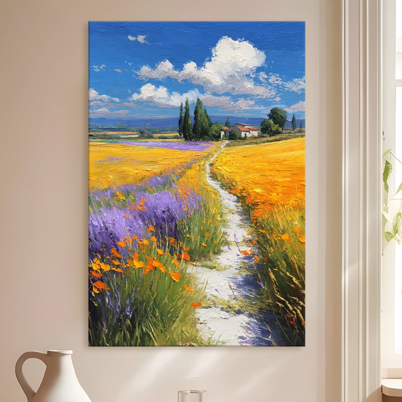 Golden Lavender Gallery Wrapped Canvas Wall Painting