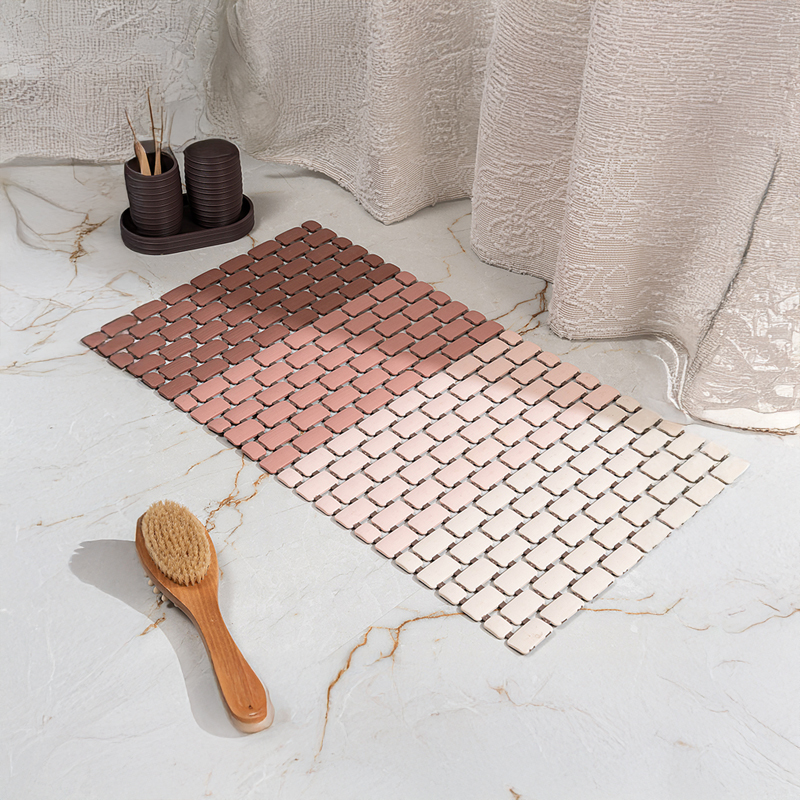 Blush Scale Serenity Anti Skid PVC Shower Mat - Maroon,Brown