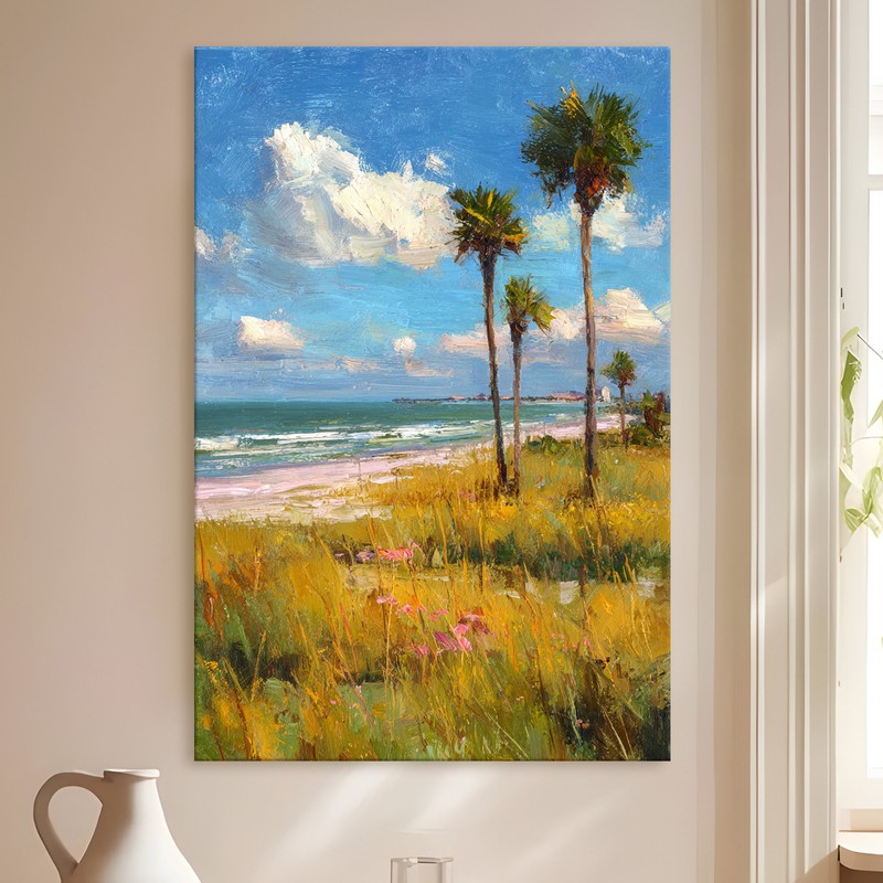 Breezy Coastline Gallery Wrapped Canvas Wall Painting