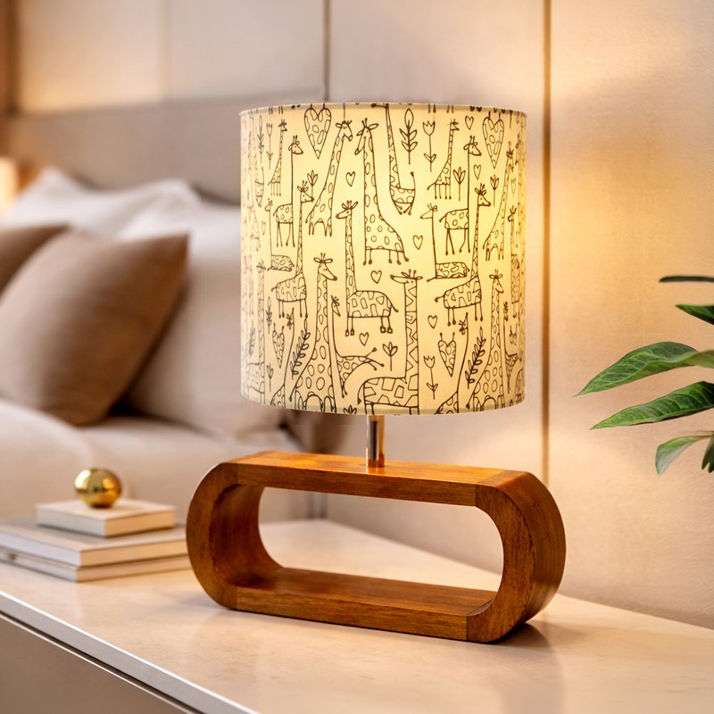 Tall Tales Oblong Fabric Table Lamp - Brown,Beige