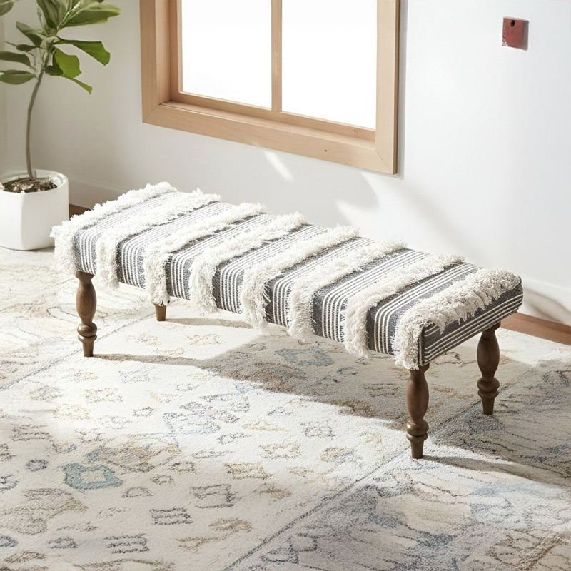 Aurex Sheesham Wooden Bench - Grey