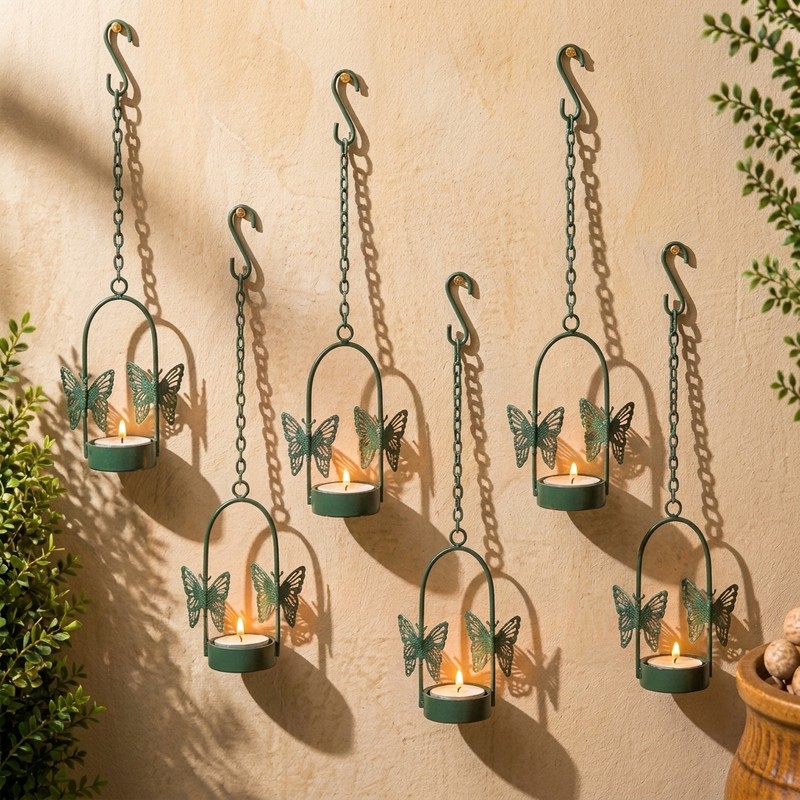 Flying Charm Tealight candle Holder (Green) - Set of Six