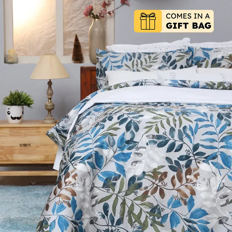 Blooming Rowan Printed Cotton Duvet Cover - Queen/Double