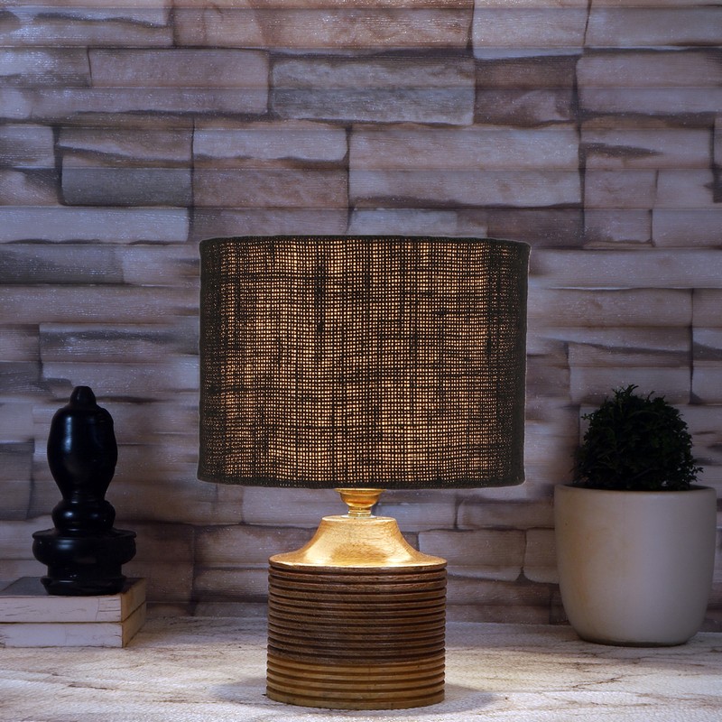 Frondosa Wooden Table Lamp - Black