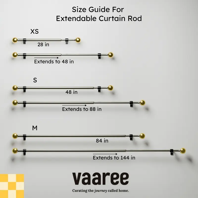 RodElite Extendable Curtain Rod with Spiral Finial & Bracket - Gold - S