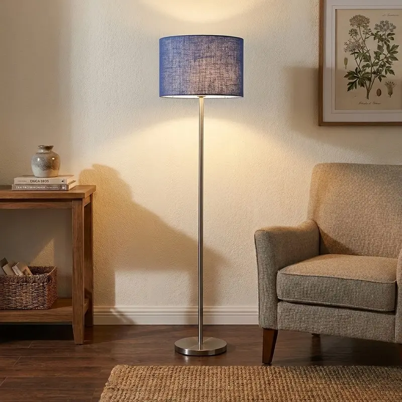 Indigo Drum Shade Jute Floor Lamp
