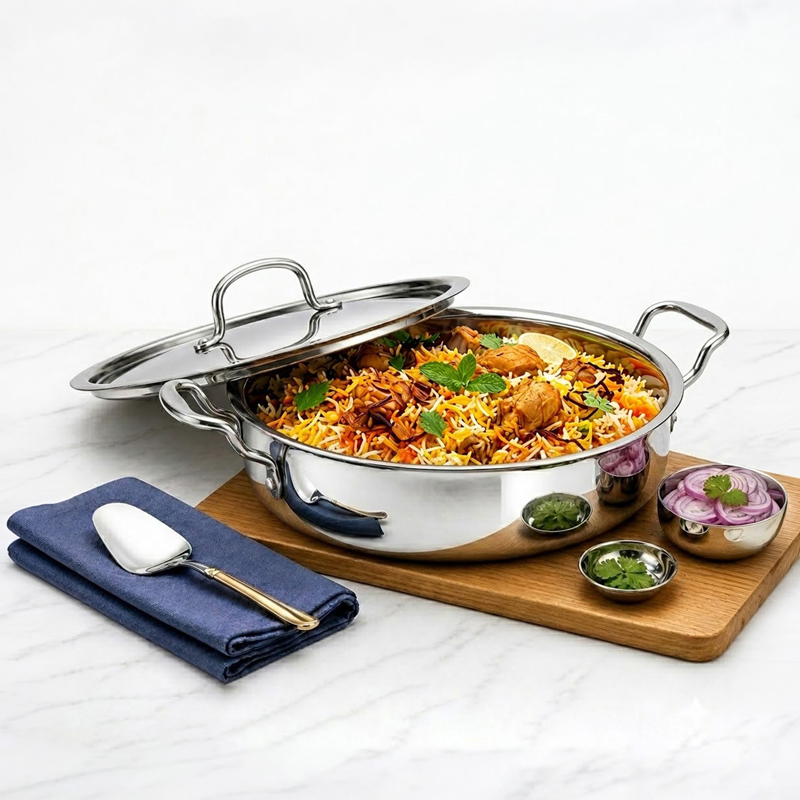 Solara Aroha Triply Kadhai with Steel Lid - 8200 mL - 8200 mL