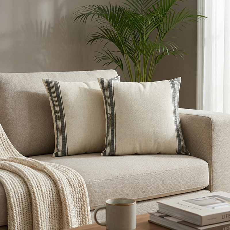 Nordic Comfort Woven Cotton Cushion Cover - Set Of Two - 16 x 16 Inches