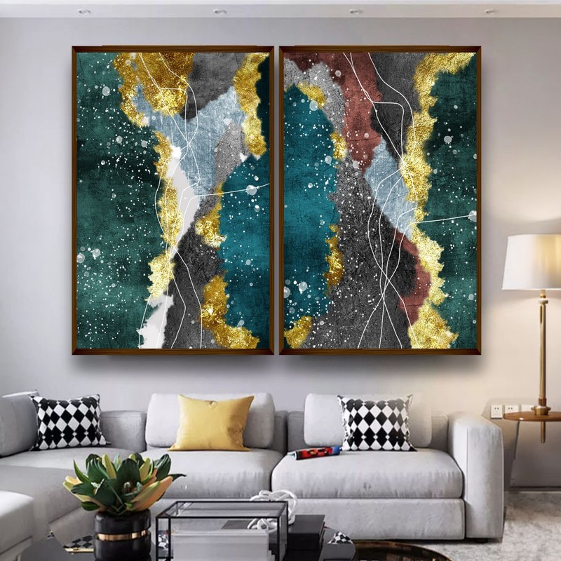 Chlorosticta Canvas Wall Painting - Set of Two