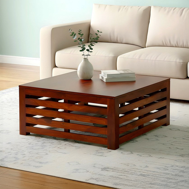 Qervon Sheesham Wooden Center Table - Deep Brown