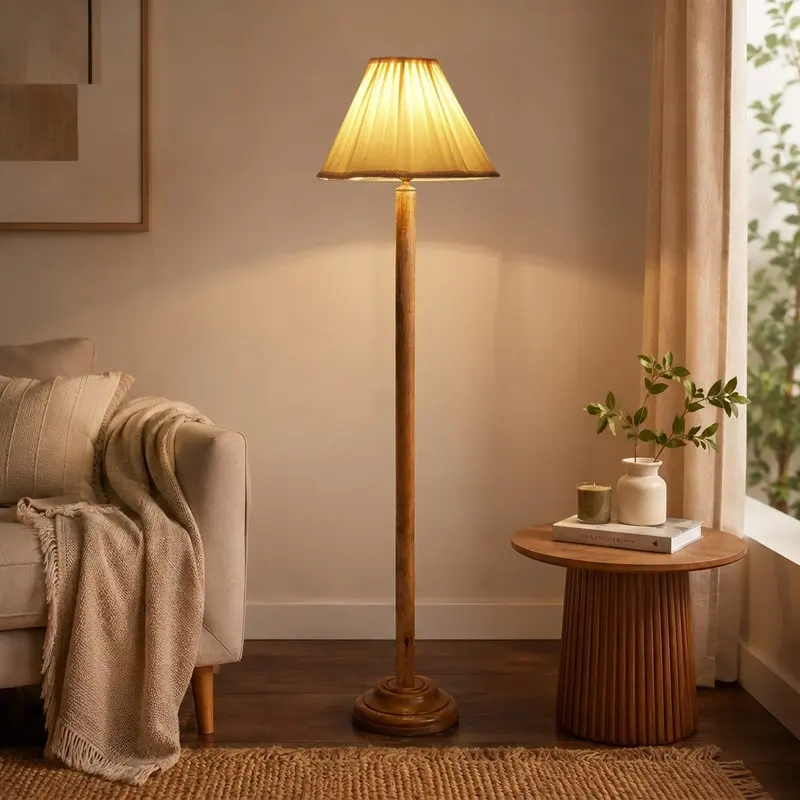 Golden Glow Cotton Floor Lamp