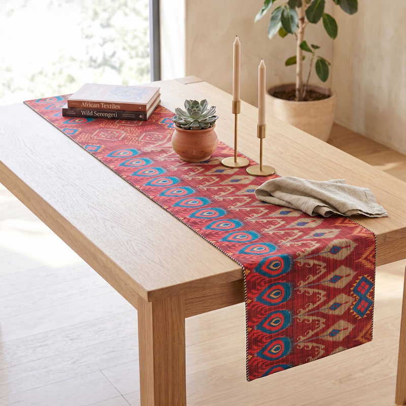 India Circus Blooming Botanica Micro Velvet Table Runner - 4 Seater