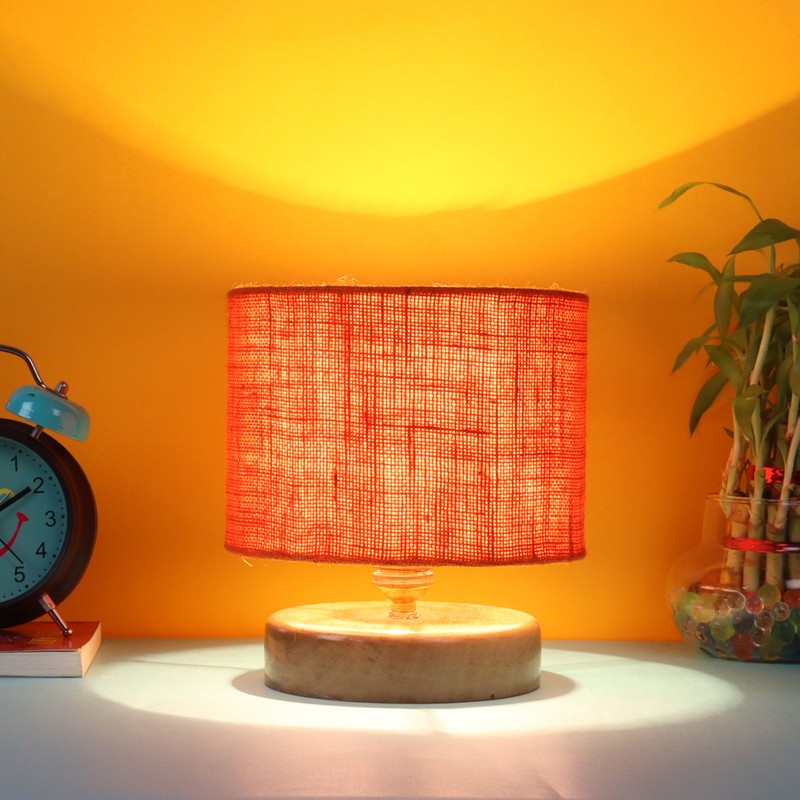 Verditer Wooden Table Lamp - Orange
