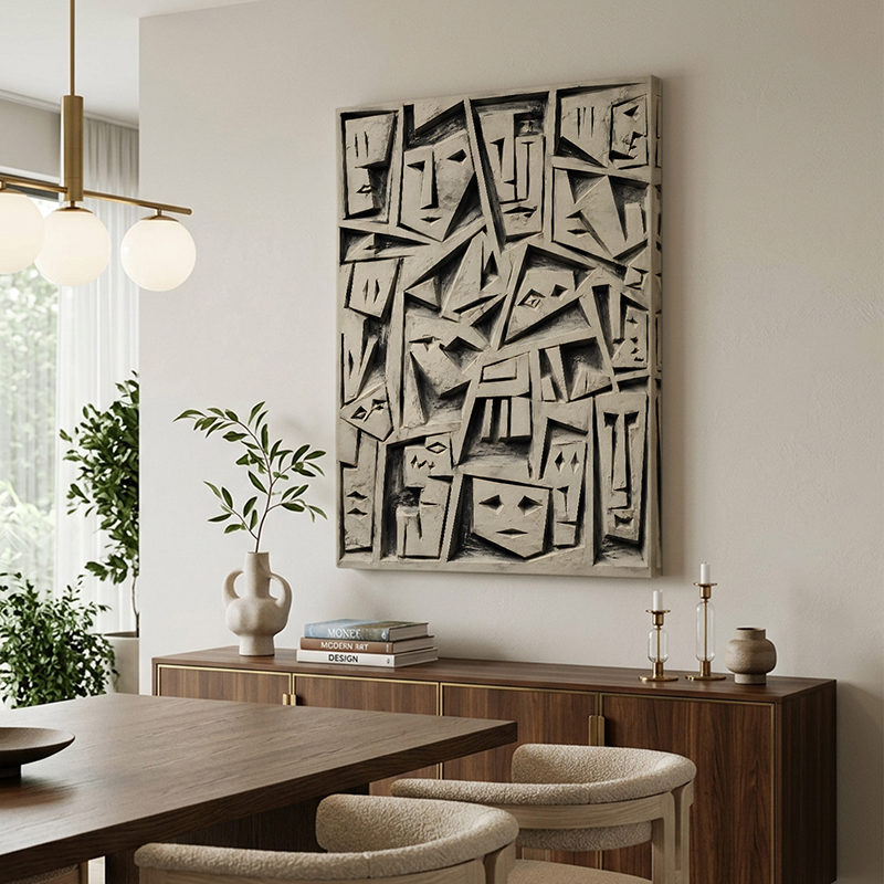 Fractured Faces Relief Canvas Wall Painting - Small