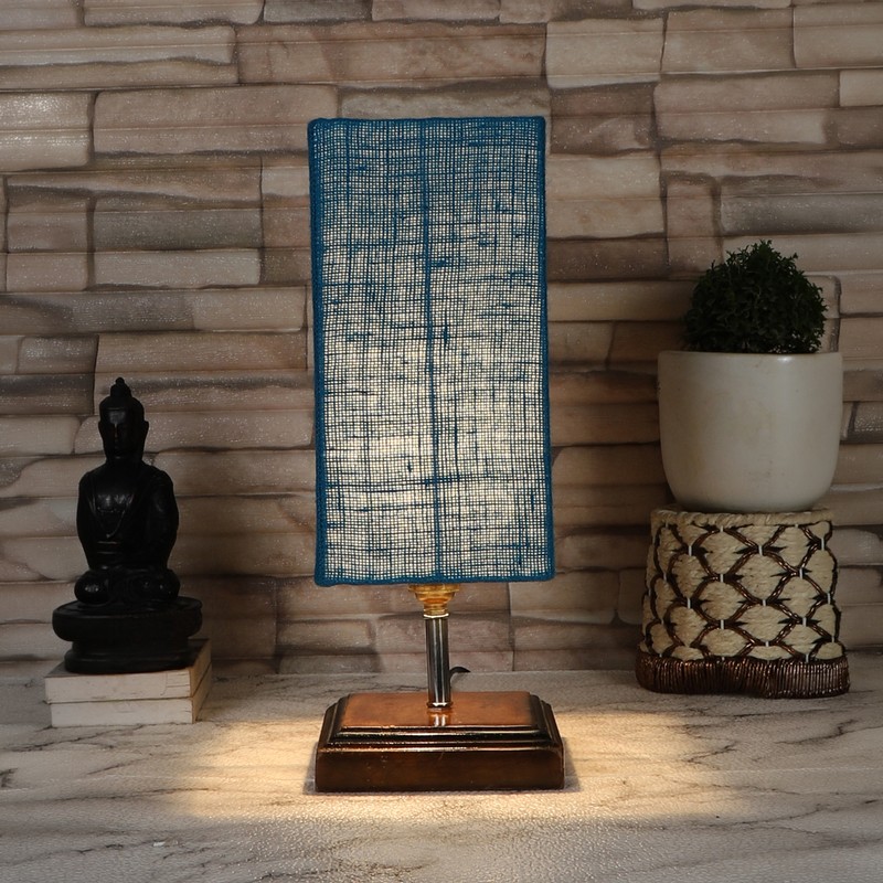 Rhodora Wooden Table Lamp - Blue