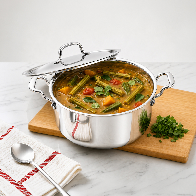 Solara Rasora Triply Deep Cooking Pot with Lid - 7500 mL - 7500 mL