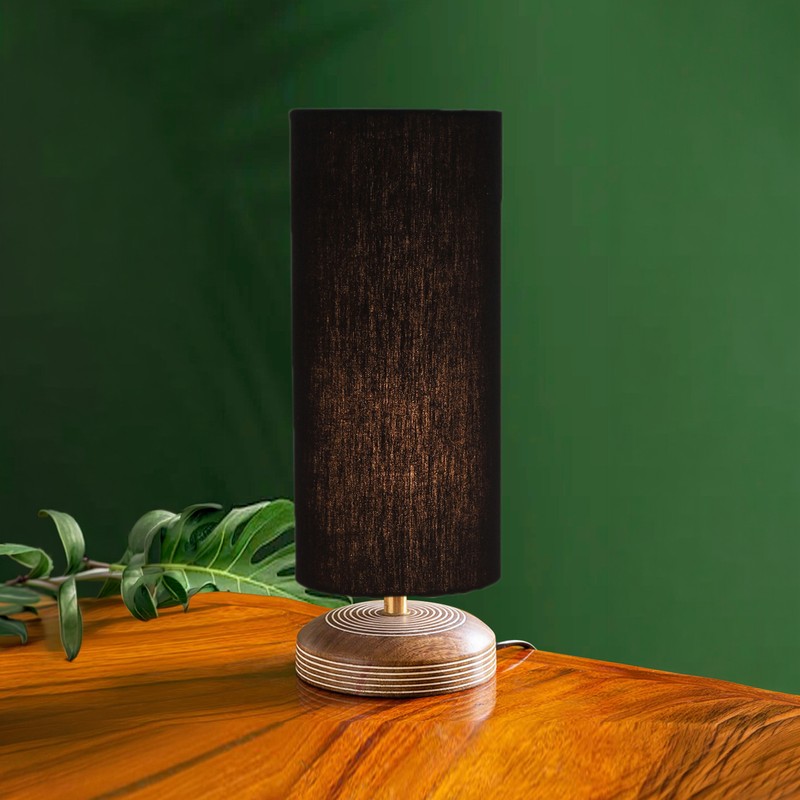 Savera Siera Fabric Table Lamp - Black,Brown