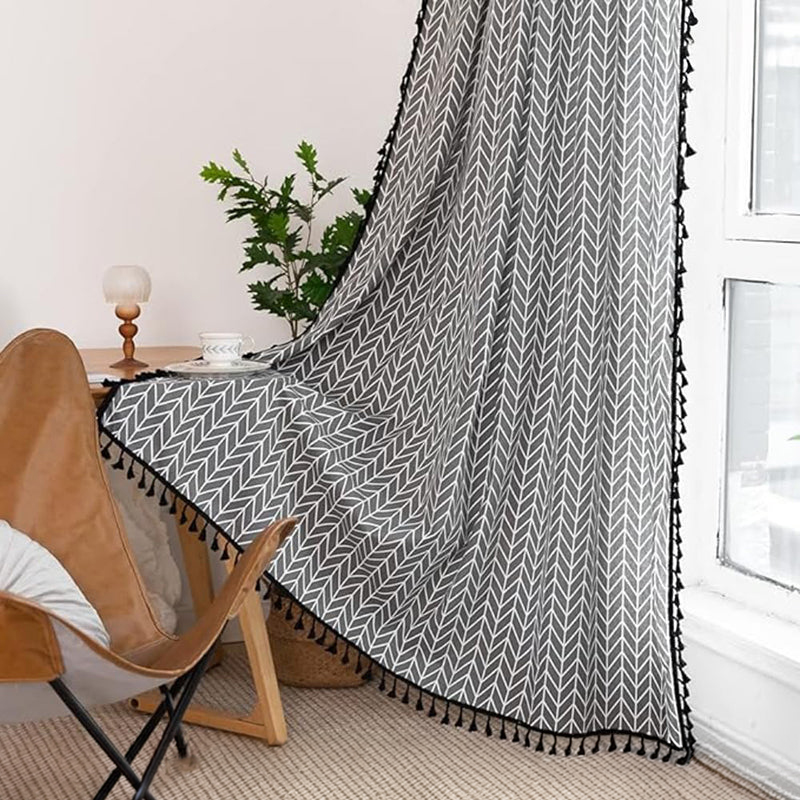 Urban Space Chevron Curtain - Grey - Window - 5 Feet