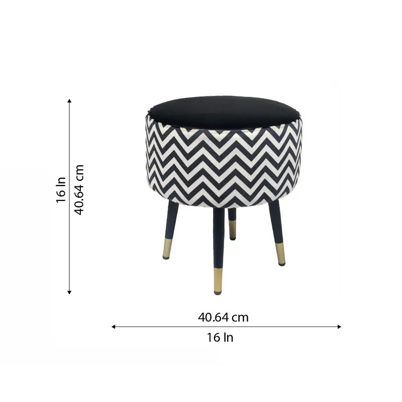 Ottoman shown with height and width measurements