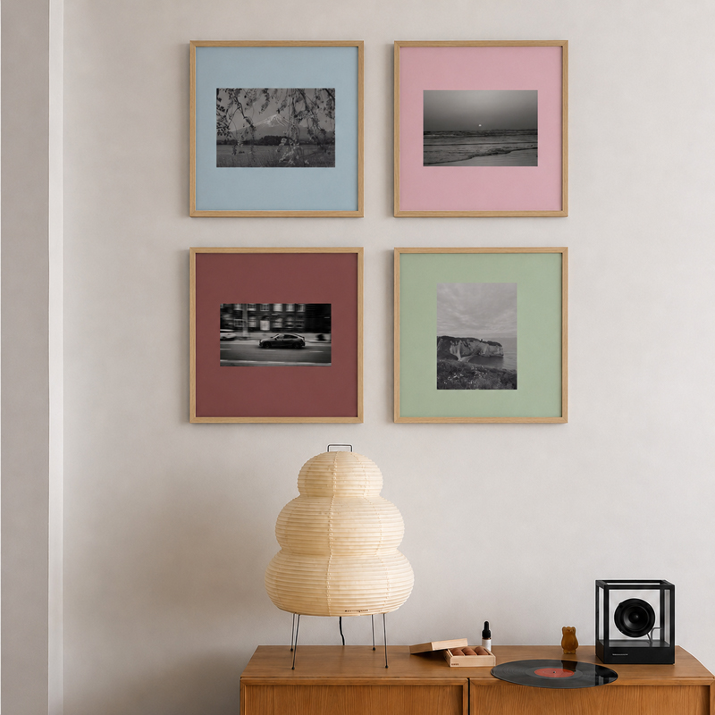 Silent Landscapes Paper Wall Painting With Frame (Brown) - Set of Four - Small