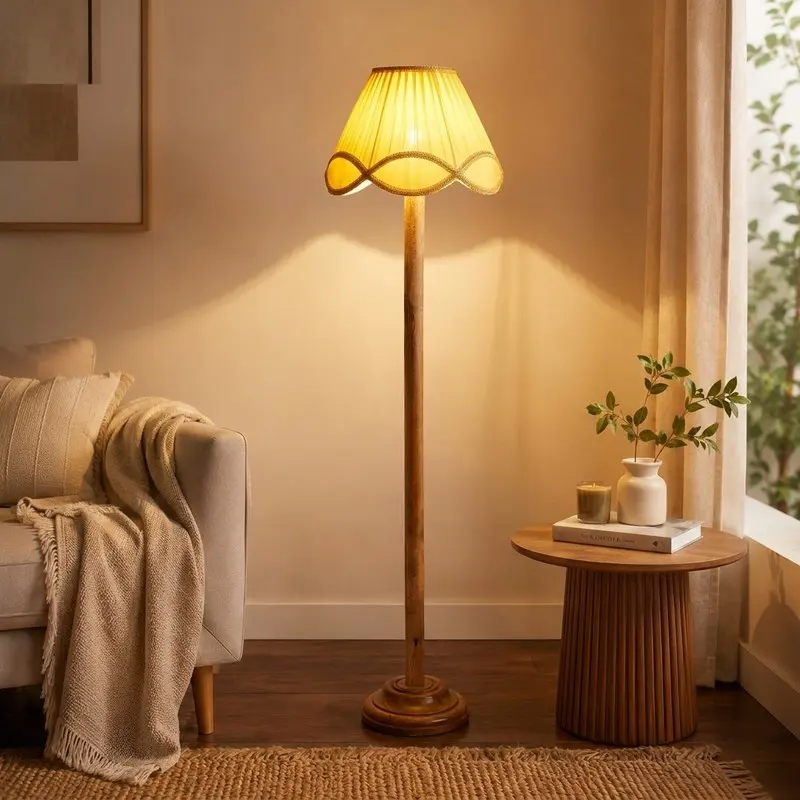 Scalloped Grace Cotton Floor Lamp