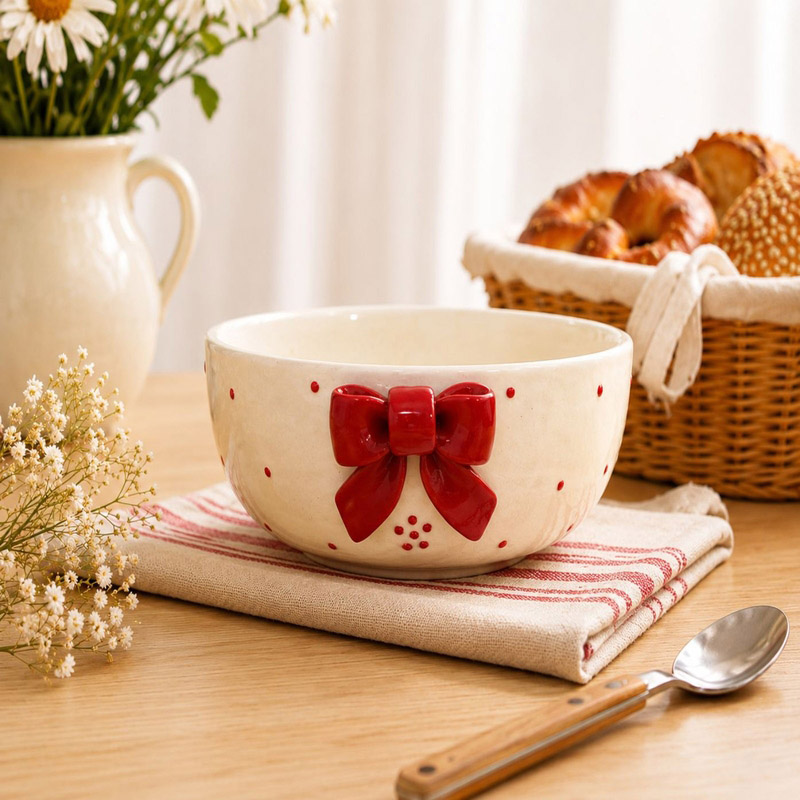 Sapore Ceramic Snack Bowl (Red) - 500 mL