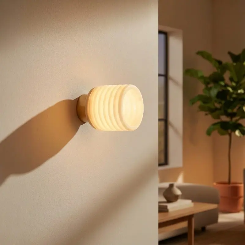 Ivory Ripple Resin Shade Wall Lamp
