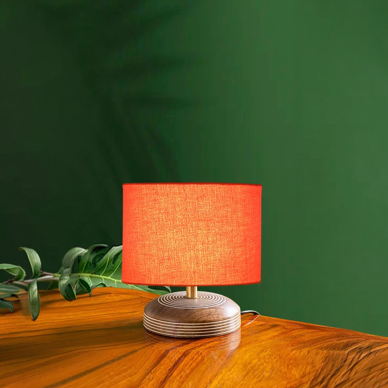 Annular Wooden Table Lamp - Orange