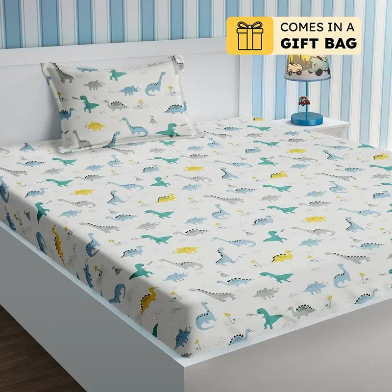 Dino Garden | Cotton Bedsheet - 210 TC - Single
