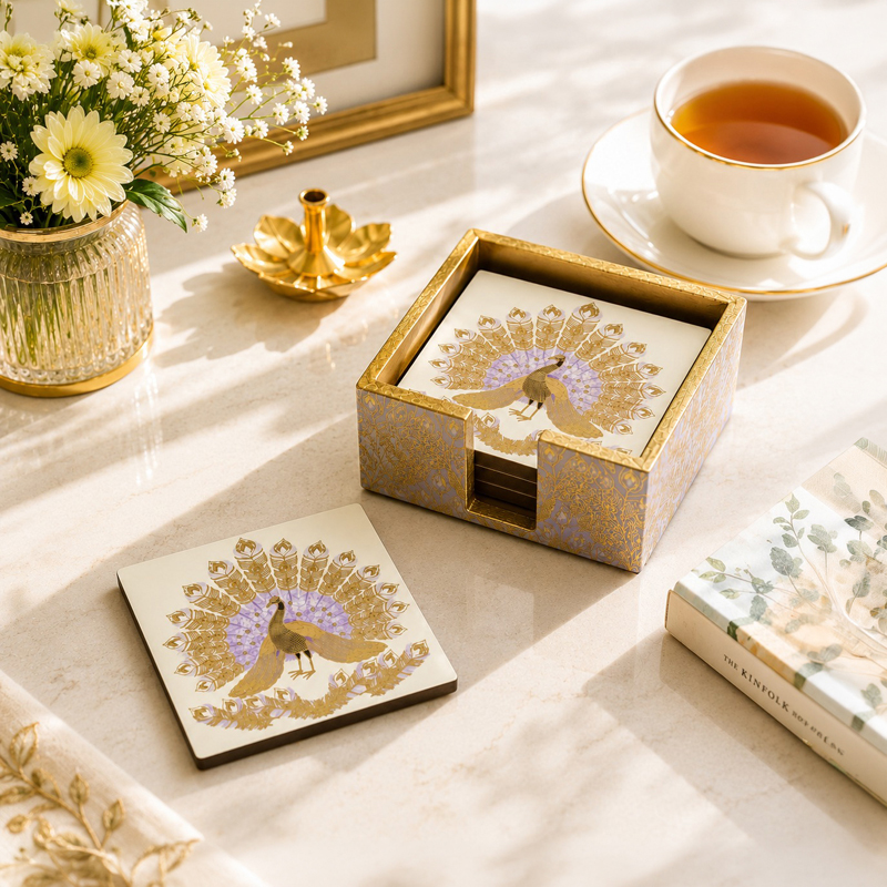 Peacock Royale MDF Coaster - Five Piece Set