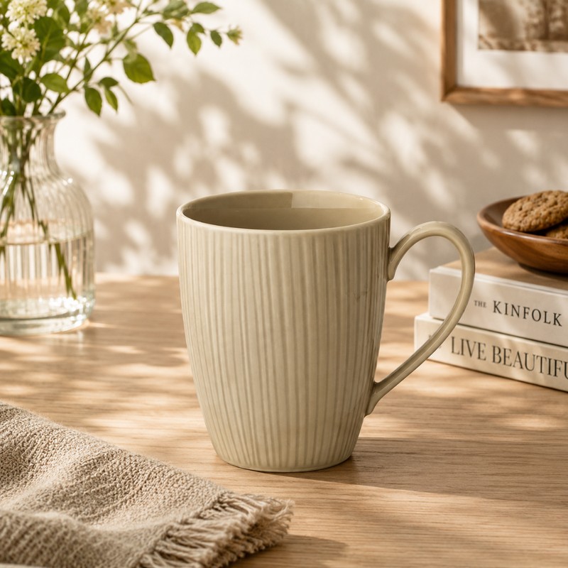 Noritake Mattino Porcelain Coffee Mug (Beige) - 380 mL - 380 mL