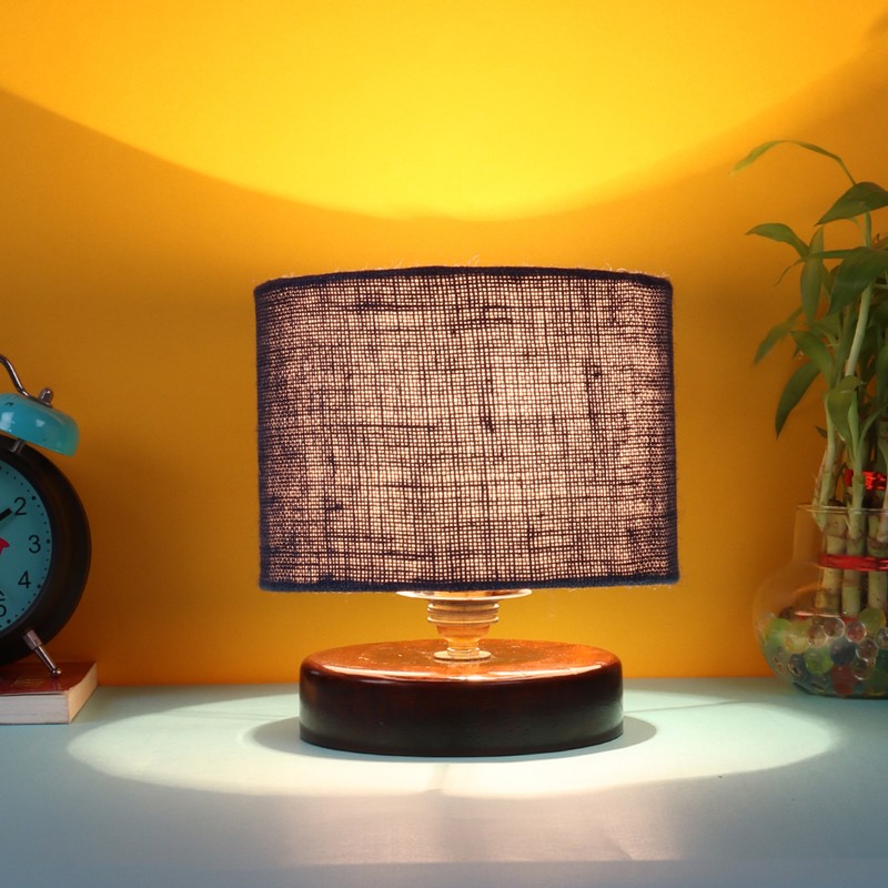 Henequen Wooden Table Lamp - Blue