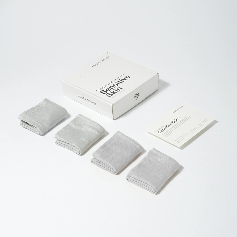 Aluvera Double Cloth Face Towel (Frosted Grey/330 GSM) - Pack of 4 - 30 x 30 CM