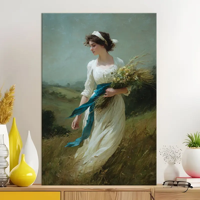 Windblown Meadow Elegance Canvas Wall Painting