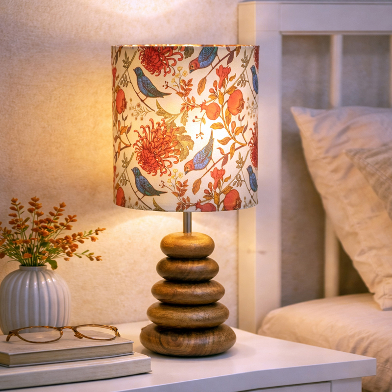 Amber Bubble Fabric Table Lamp - Multicolor