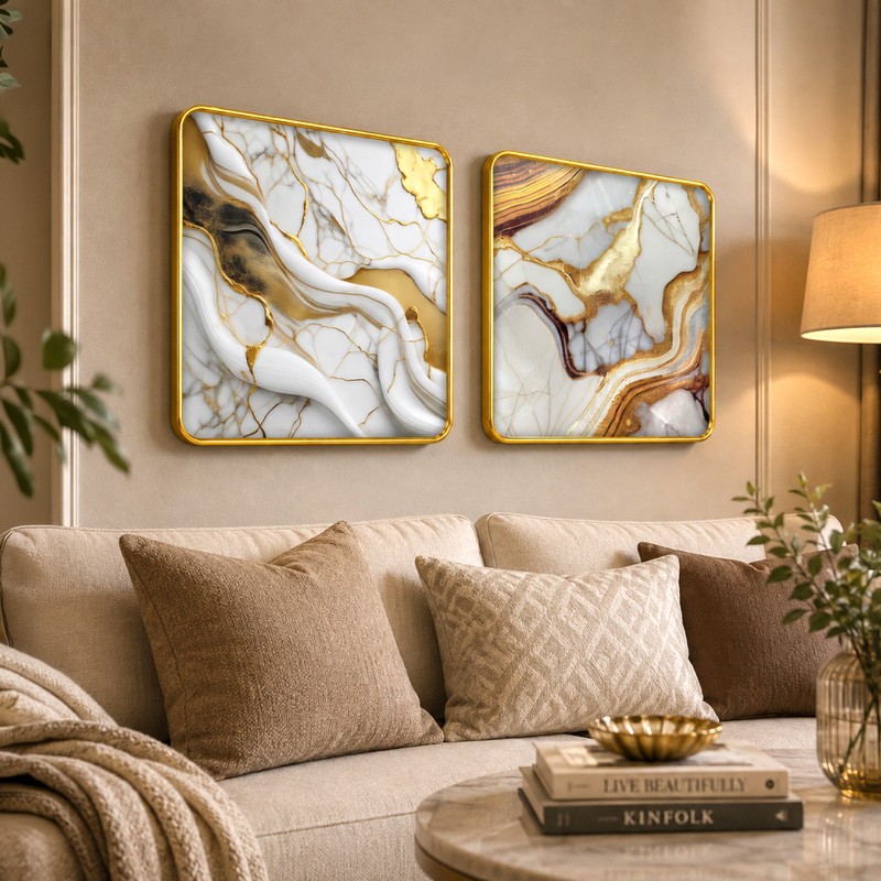 Marble Mystique Wall Art - Set of Two