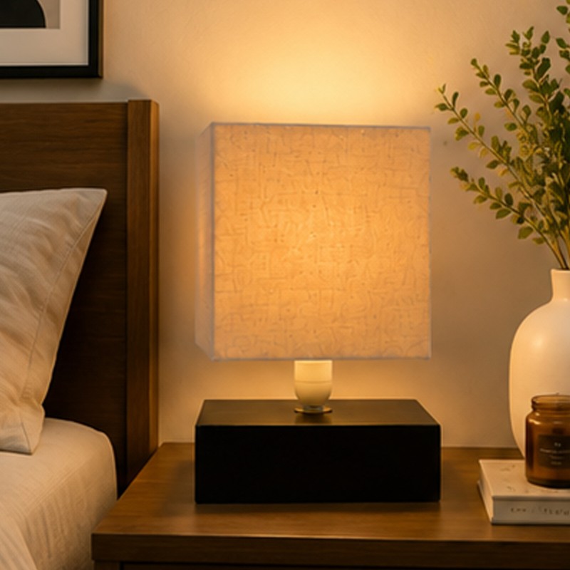 Cubique Wooden Table Lamp - Light Grey
