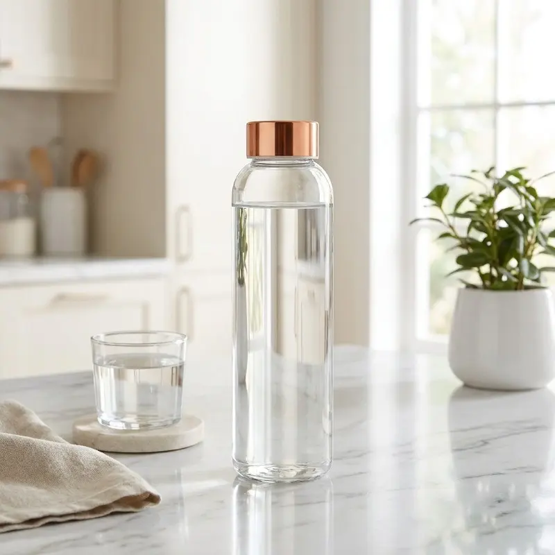 Pure Vault Glass Water Bottle (1000 mL) - Brown