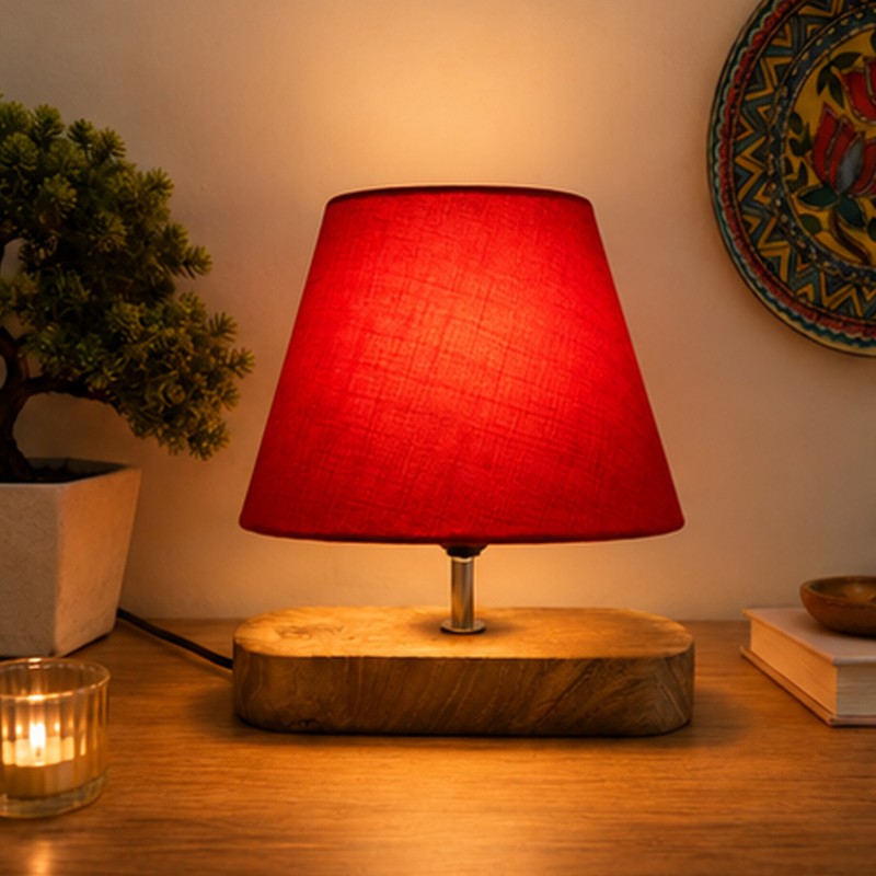 Cambium Wooden Table Lamp - Red
