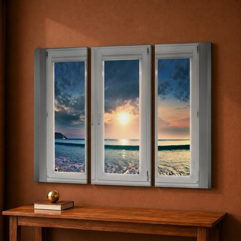 Window Sunrise Canvas Wall Painting