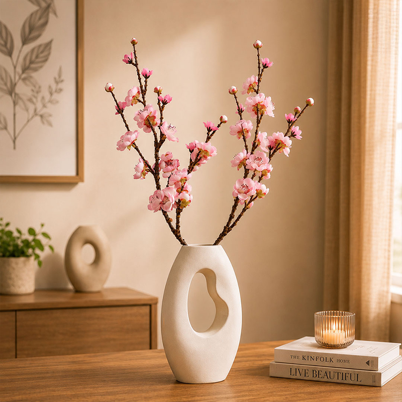 Blossom Arc Plum Artificial Flower Stick (Light Pink) - Set of Two