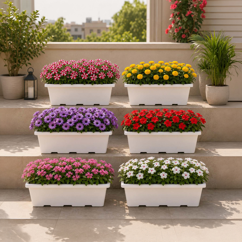 Urban Garden Pots & Planters (White) - Set of Six