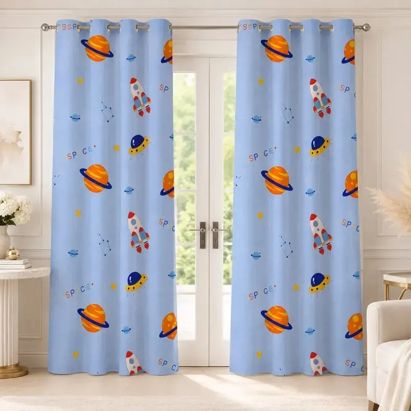 Astroscape Printed Cotton Curtains - Set of Two