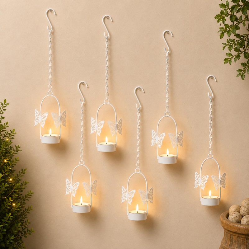 Flying Charm Tealight candle Holder (White) - Set of Six
